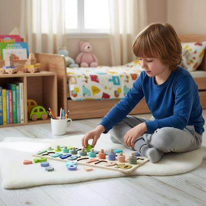 Imaginea Puzzle din lemn – cifre, forme, numărare