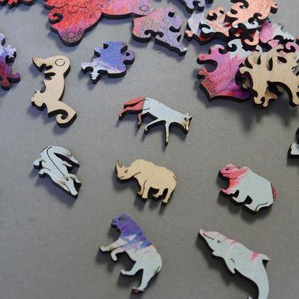 Imaginea din Puzzle din lemn cu animale - lup