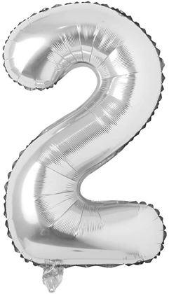 Imaginea din Balon maxi 100 cm cifră argintie -  numărul 2