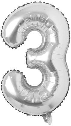 Imaginea din Balon maxi 100 cm cifră argintie -  numărul 3