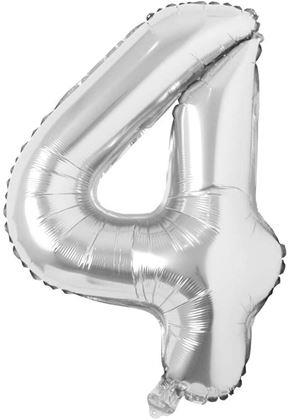 Imaginea din Balon maxi 100 cm cifră argintie -  numărul 4