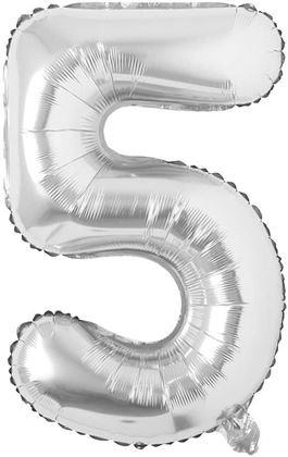 Imaginea din Balon maxi 100 cm cifră argintie -  numărul 5