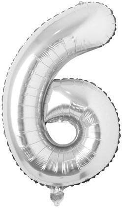 Imaginea din Balon maxi 100 cm cifră argintie -  numărul 6