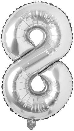 Imaginea din Balon maxi 100 cm cifră argintie -  numărul 8