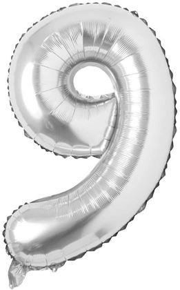 Imaginea din Balon maxi 100 cm cifră argintie -  numărul 9