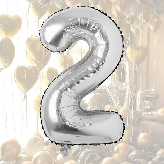 Imaginea din Balon maxi 100 cm cifră argintie -  numărul 2