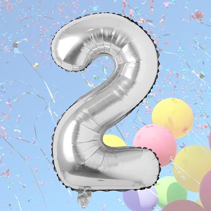 Imaginea din Balon maxi 100 cm cifră argintie -  numărul 2