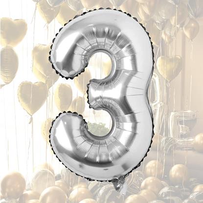 Imaginea Balon maxi 100 cm cifră argintie