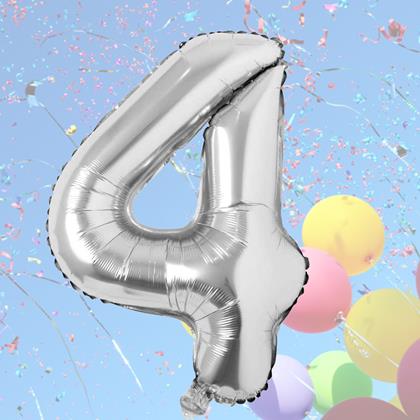 Imaginea din Balon maxi 100 cm cifră argintie -  numărul 4