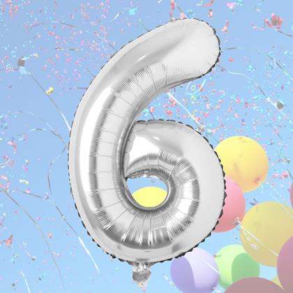 Imaginea din Balon maxi 100 cm cifră argintie -  numărul 6