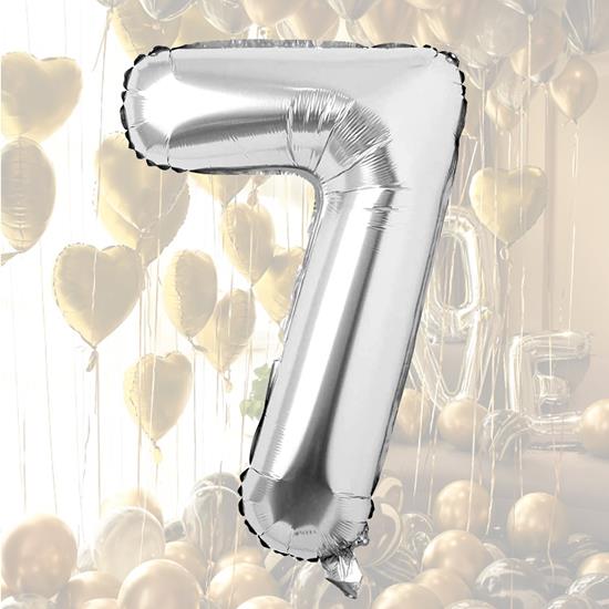 Imaginea din Balon maxi 100 cm cifră argintie -  numărul 7