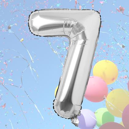 Imaginea din Balon maxi 100 cm cifră argintie -  numărul 7