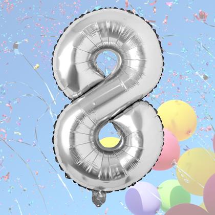 Imaginea din Balon maxi 100 cm cifră argintie -  numărul 8