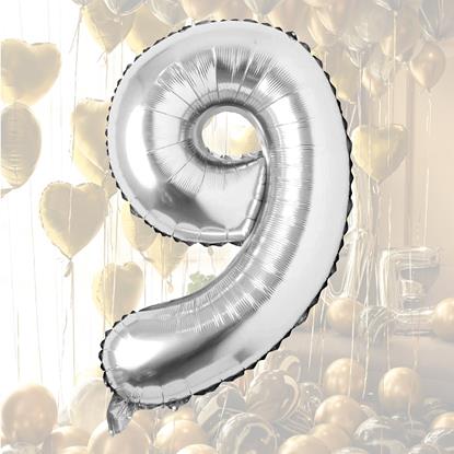 Imaginea Balon maxi 100 cm cifră argintie