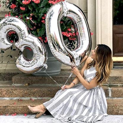 Imaginea Balon maxi 100 cm cifră argintie