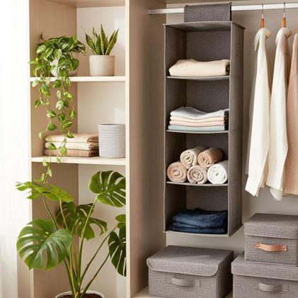 Imaginea din Organizator suspendat pentru dulap cu 4 rafturi