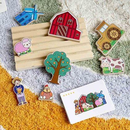 Imaginea din Puzzle spațial din lemn - fermă