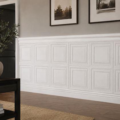 Imaginea din Panou decorativ 3D tip casetă pentru perete, 70x70 cm – alb
