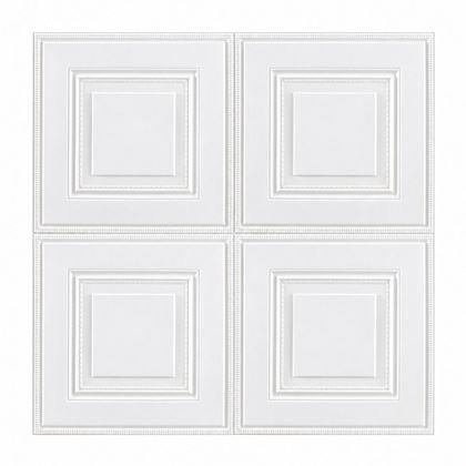 Imaginea din Panou decorativ 3D tip casetă pentru perete, 70x70 cm – alb