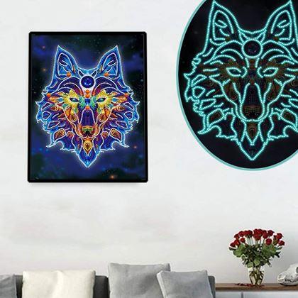 Imaginea din Pictură cu diamante fosforescentă  -  lup