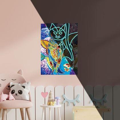 Imaginea din Pictură cu diamante fosforescentă  -  pisică