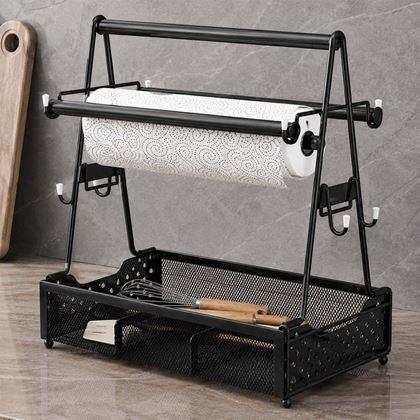 Imaginea din Organizator portabil din metal pentru ustensile de grătar cu suport pentru prosoape de hârtie