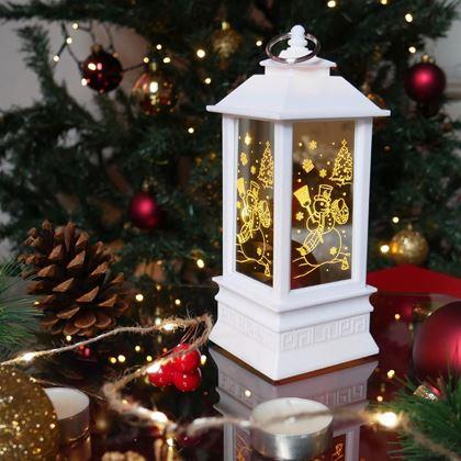 Imaginea din Lanterna de Crăciun cu LED  -  Om de zăpadă