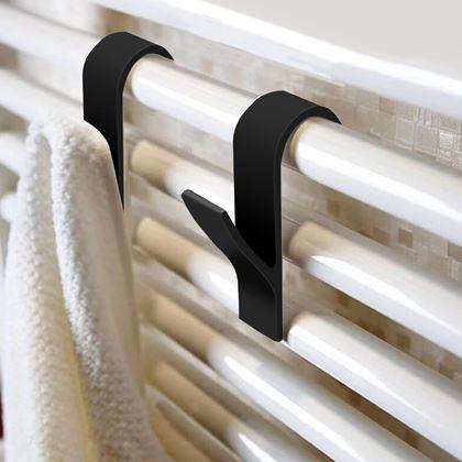 Imaginea din 2 bucăți cârlige de agățat pentru radiator tip scară - negre