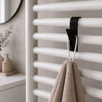 Imaginea din 2 bucăți cârlige de agățat pentru radiator tip scară - negre