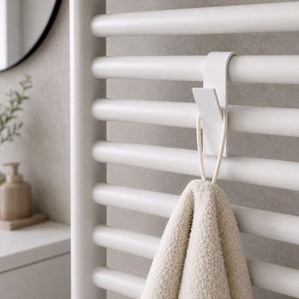 Imaginea din 2 bucăți cârlige de agățat pentru radiator tip scară - albe