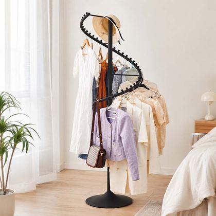 Imaginea din Stand metalic negru rotativ în spirală pentru haine, 180 cm