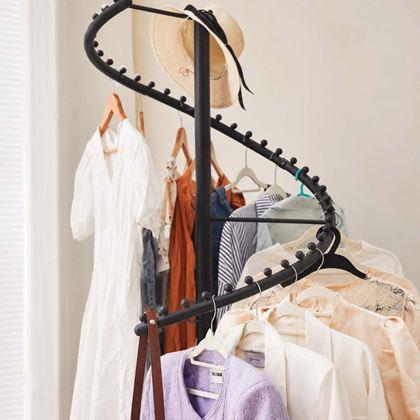 Imaginea din Stand metalic negru rotativ în spirală pentru haine, 180 cm