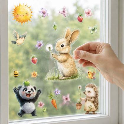 Imaginea din Autocolante adezive pentru fereastră cu animale, 9 foi