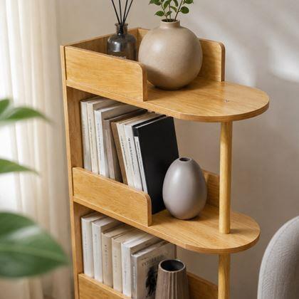 Imaginea din Bibliotecă/raft îngust din lemn, lemn deschis la culoare, 49,3 x 23,8 x 102,6 cm