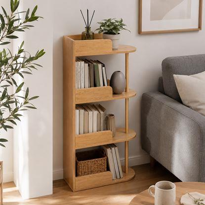 Imaginea Bibliotecă/raft îngust din lemn, lemn deschis la culoare, 49,3 x 23,8 x 102,6 cm