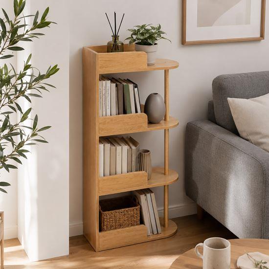 Imaginea din Bibliotecă/raft îngust din lemn, lemn deschis la culoare, 49,3 x 23,8 x 102,6 cm