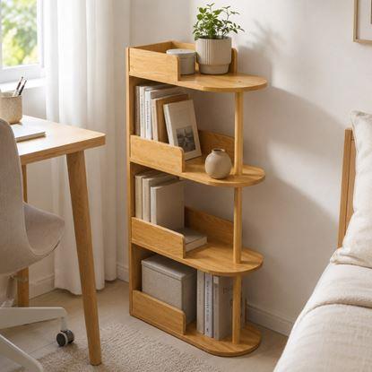Imaginea Bibliotecă/raft îngust din lemn, lemn deschis la culoare, 49,3 x 23,8 x 102,6 cm