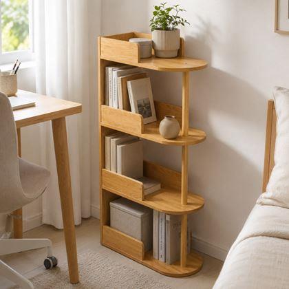 Imaginea din Bibliotecă/raft îngust din lemn, lemn deschis la culoare, 49,3 x 23,8 x 102,6 cm