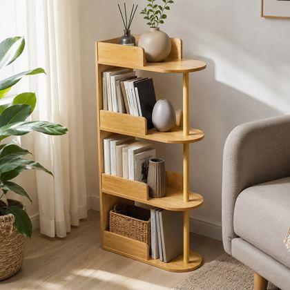 Imaginea din Bibliotecă/raft îngust din lemn, lemn deschis la culoare, 49,3 x 23,8 x 102,6 cm