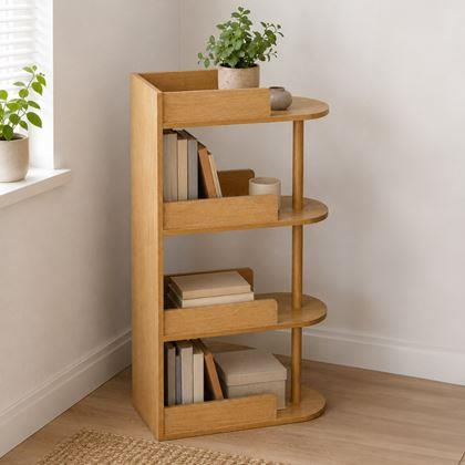 Imaginea din Bibliotecă/raft îngust din lemn, lemn deschis la culoare, 49,3 x 23,8 x 102,6 cm