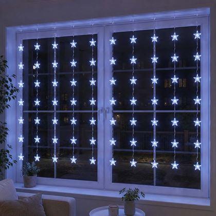 Imaginea din Draperie luminoasă LED de Crăciun cu stele pentru ferestre - lumină rece