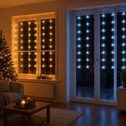 Imaginea din Draperie luminoasă LED de Crăciun cu stele pentru ferestre - lumină caldă