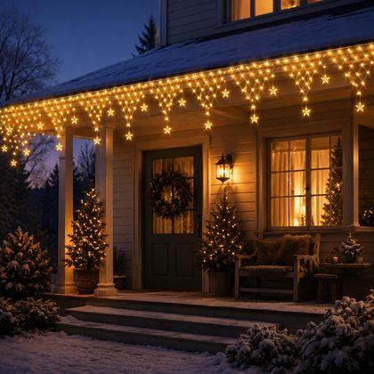Imaginea din Draperie luminoasă LED de Crăciun pentru exterior, 4 m - lumină albă caldă