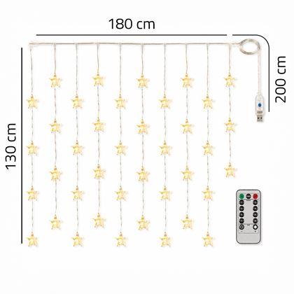 Imaginea din Draperie luminoasă LED de Crăciun cu stele pentru ferestre - lumină caldă