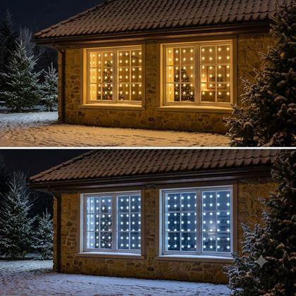 Imaginea din Draperie luminoasă LED de Crăciun cu stele pentru ferestre - lumină caldă