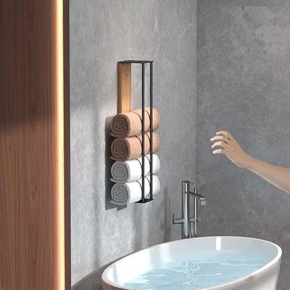 Imaginea din Suport de perete pentru prosoape lemn/metal 40 cm