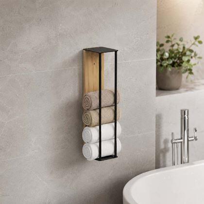Imaginea din Suport de perete pentru prosoape lemn/metal 40 cm