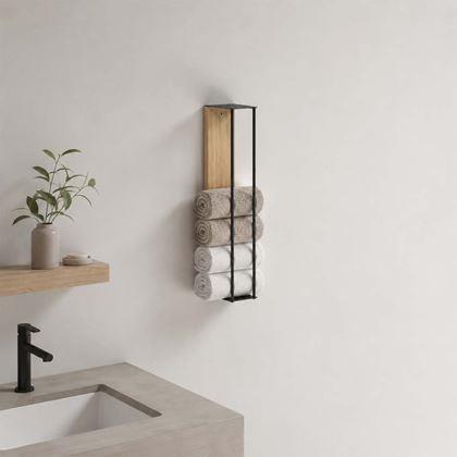 Imaginea din Suport de perete pentru prosoape lemn/metal 40 cm