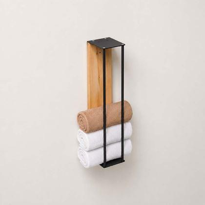 Imaginea din Suport de perete pentru prosoape lemn/metal 40 cm