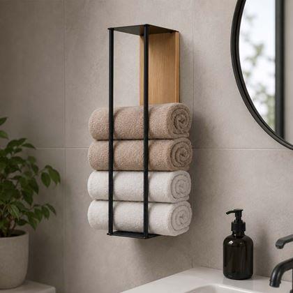 Imaginea din Suport de perete pentru prosoape lemn/metal 40 cm